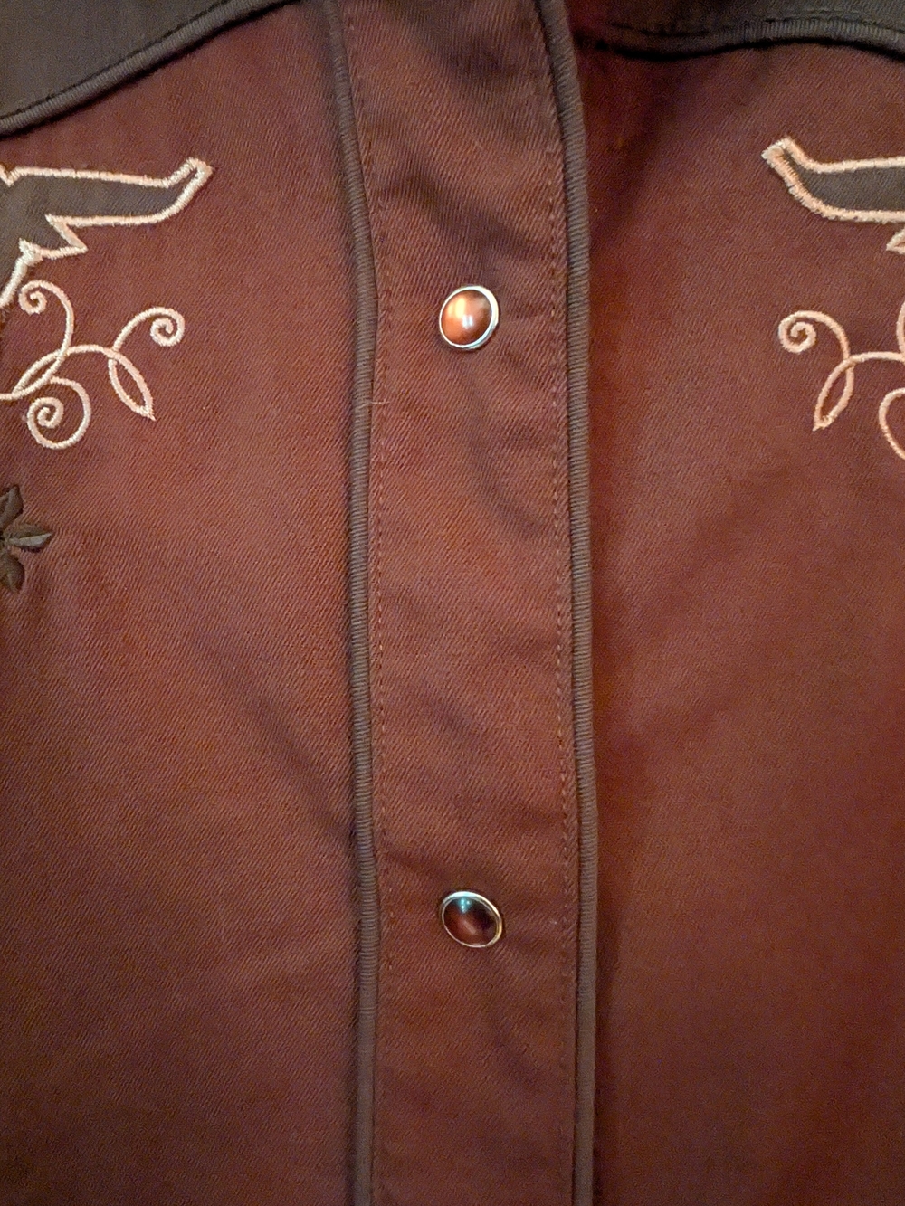 Roper Women's Brown Western Snap Shirt with Embroidery - Picture 5 of 16